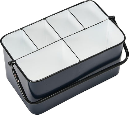 Creative Co-Op Farmhouse Metal Storage Caddy with 6 Compartments and Handle, Distressed Blue and White