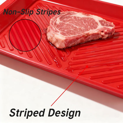 17 Inch Grilling Prep & Serve Trays with Non-Slip Base, Extra Thick,Warp-Resistant BBQ Platter Set for Cooking, Backyard Parties,Camping,Tailgating,Melamine Serving Trays for Food Prep,Red & Black