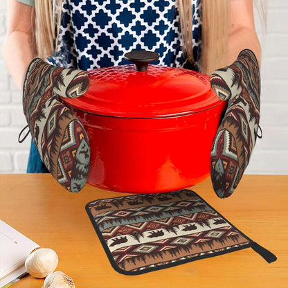 Boho Floral Oven Mitts and Pot Holders Sets of 3, Cute Baker Stuff