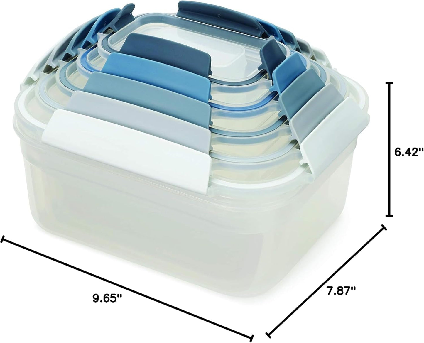 Joseph Joseph Nest Lock Plastic BPA Free Food Storage Container Set with Lockable Airtight Leakproof Lids, 10-Piece, Multi-Color