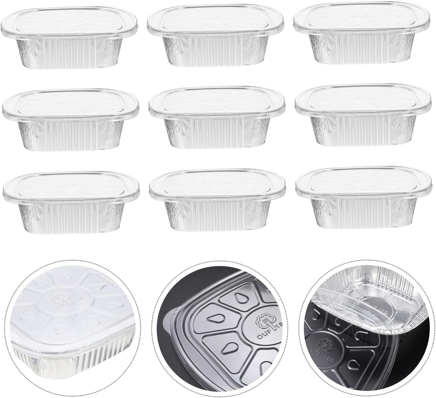 PRETYZOOM Square Aluminum Foil Tray Lid – 10 Sets of BBQ Grill Baking Containers Food Takeout Boxes Oven Safe for Air Fryers and Meal Prep