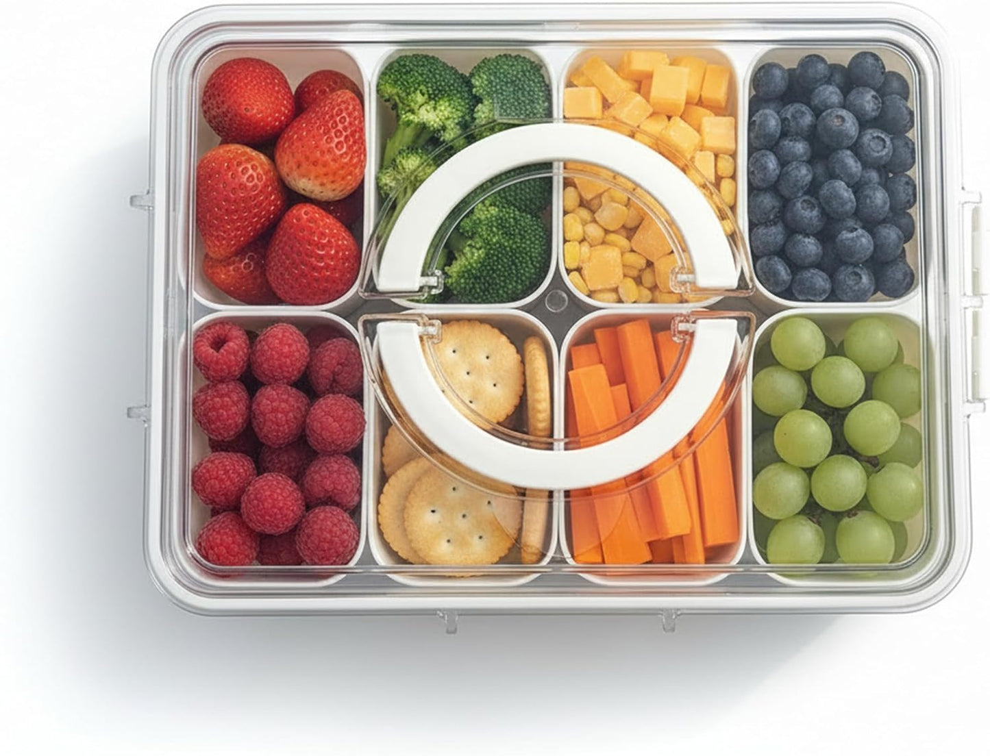 [Dishwasher Safe] Snackle Box, Travel Snack Box, Snacklebox, Snack Tackle Box for Adults, Divided Serving Tray with Lid, Charcuterie Board Travel and More (8 Compartments)