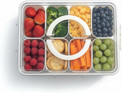 [Dishwasher Safe] Snackle Box, Travel Snack Box, Snacklebox, Snack Tackle Box for Adults, Divided Serving Tray with Lid, Charcuterie Board Travel and More (8 Compartments)