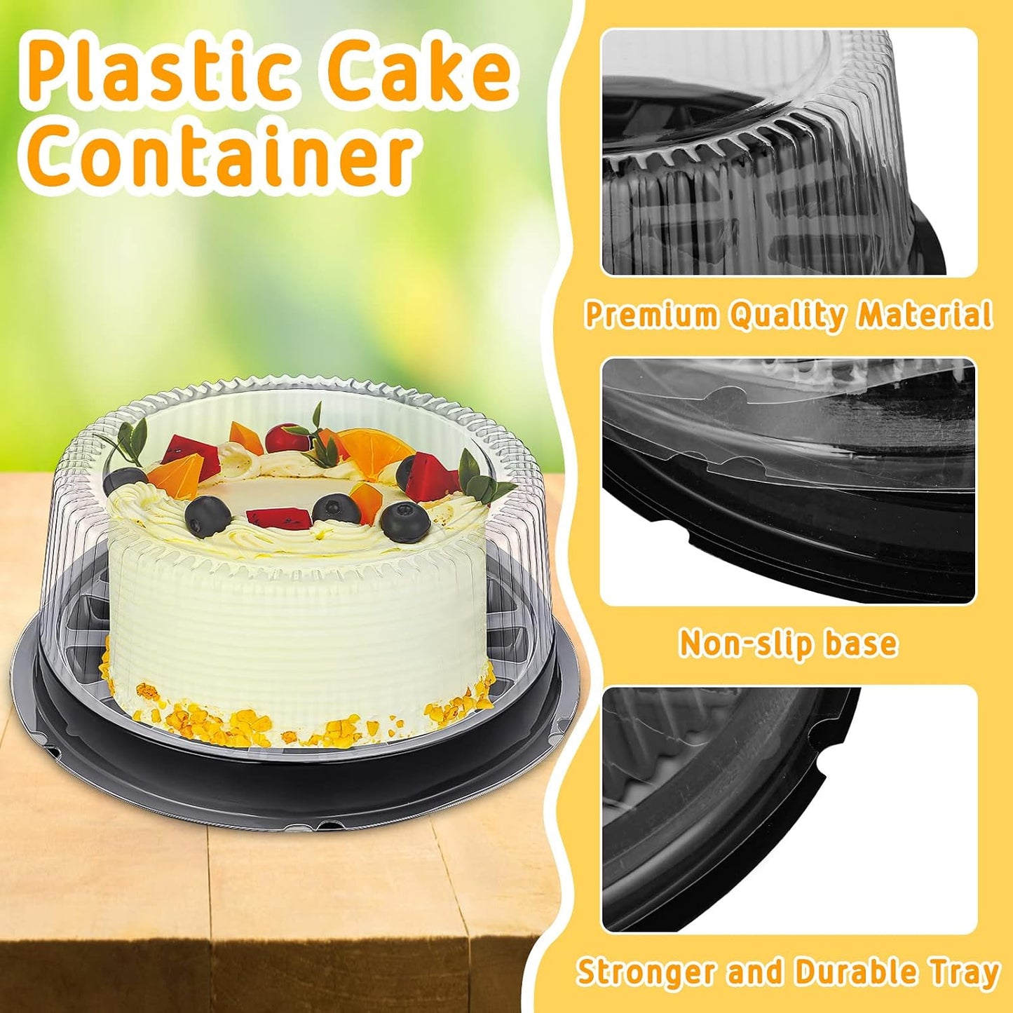 Thenshop 30 Pcs 11 Inch Plastic Disposable Round Cake Containers with Dome Lids and Black Cakes Boards Clear Cakes Boxes for Food Transport Mother's Day Wedding Birthday Party