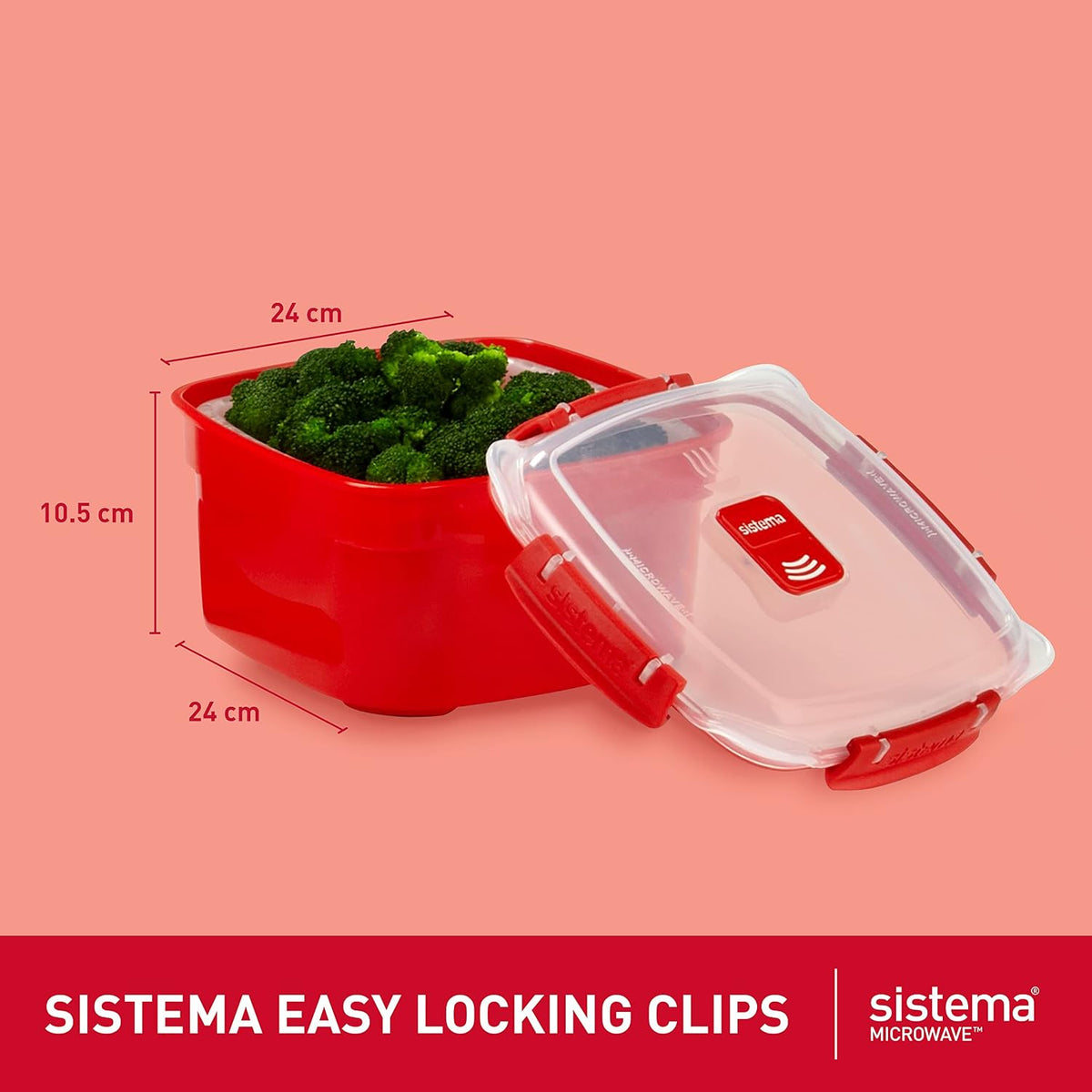 Sistema Heat & Eat Microwaveable Food Steamer with Removable Steamer Basket & Steam Release Vents, Large 3.2L Capacity, Dishwasher & Freezer-Safe, BPA-Free