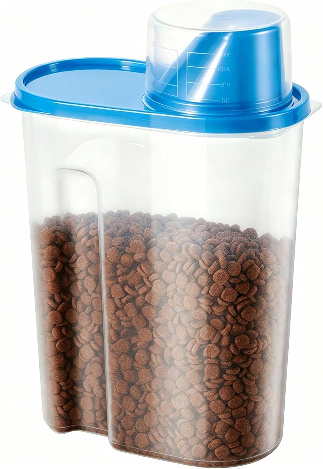 SenseYo Pet Food Storage Container 2lb 2.5L Translucent Cat Dog Food Storage Container Dispenser with Measuring Cup Pour Spout Sealed Cover for Pets (Pink 1pcs)