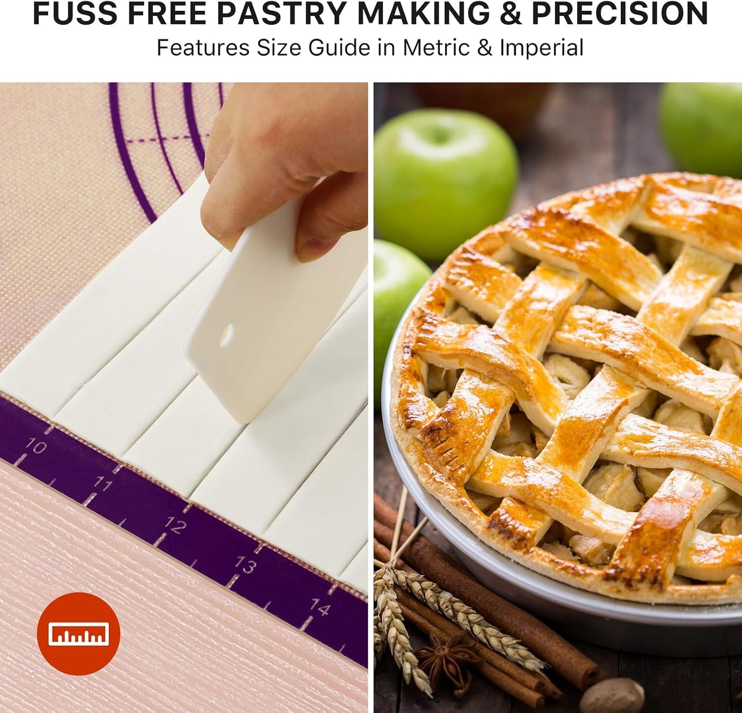 Silicone Baking Mat,28" x 20" Extra Thick Large Non Stick Sheet Mat with Measurement Non-slip Dough Rolling Mat,Reusable Food Grade Silicone Counter Mat for Making Cookies,Macarons,Bread and Pastry
