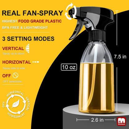 gmisun Oil Sprayer for Cooking, Olive Oil Spray Bottle, 10oz Food-Grade Plastic Oil Spritzer Mister, Refillable Oil Dispenser Bottle for Salad, BBQ, Grilling, Kitchen Baking, Roasting
