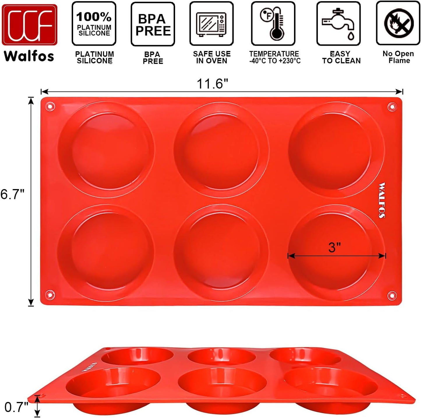 Walfos Silicone Cupcake Pan Set, 2-Piece Mini 24 Cups Muffin Baking Pan, BPA Free and Dishwasher Safe, Non-stick , Great for Making Muffin Cakes, Fat Bombs