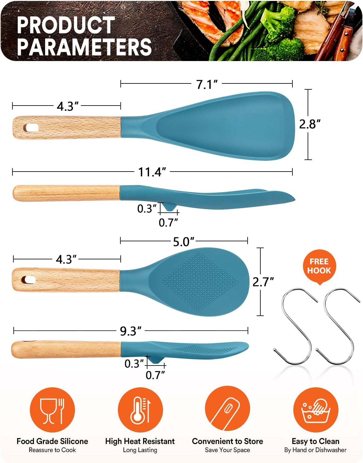 Badiano Cooking Spoon and Rice Scooper for Nonstick Cookware,Multi-function