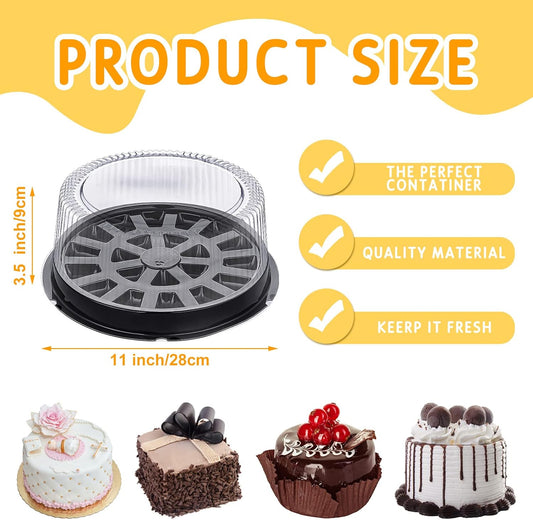 Thenshop 30 Pcs 11 Inch Plastic Disposable Round Cake Containers with Dome Lids and Black Cakes Boards Clear Cakes Boxes for Food Transport Mother's Day Wedding Birthday Party