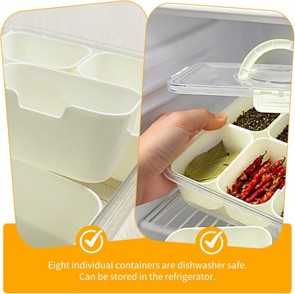 Divided Serving Tray with Lid and Handle, 8 Compartment Snacks Box with Lid and Handle, Portable Snack Box Container for Fruit Candy Nuts - Perfect for Party, Entertaining
