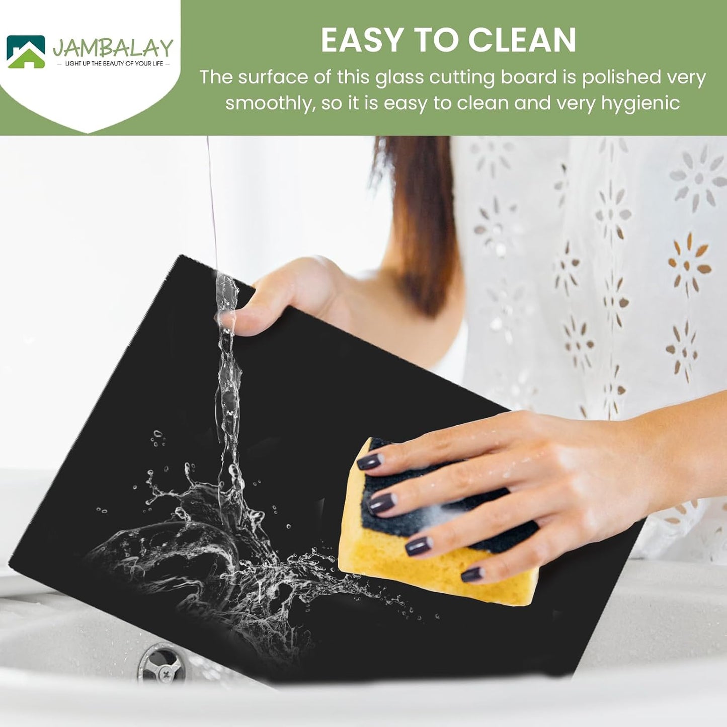 JAMBALAY Tempered Glass Cutting Boards for Kitchen, Gold 12"x8" & 16"x12" Glass Cutting Board Set with Marble Design, With Non Slip Foot, Shatter and Heat Resistant, Dishwasher Safe