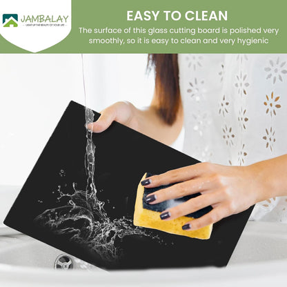 JAMBALAY Tempered Glass Cutting Boards for Kitchen, Gold 12"x8" & 16"x12" Glass Cutting Board Set with Marble Design, With Non Slip Foot, Shatter and Heat Resistant, Dishwasher Safe