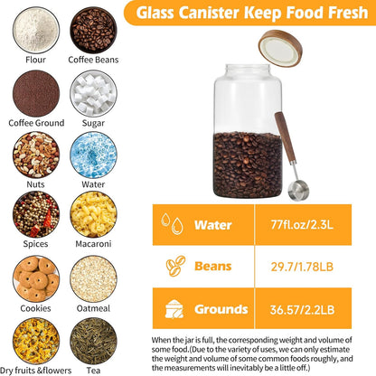 6 pc Glass Spice jars Glass Jars with Screw Lid 5 oz Acacia Wood Glass Herb Sugar Coffee Bean Ground Container Food Storage Canister for Candy Pantry Tea Seasoning Meal Prep Snack (6*150ml(5oz))