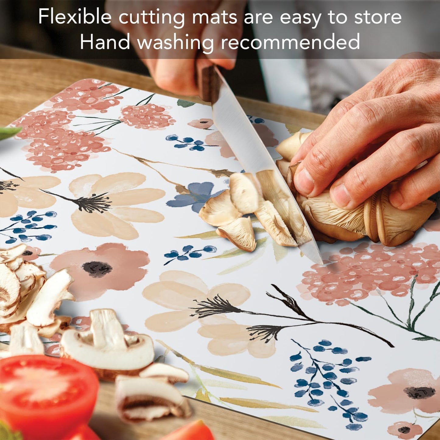 Cut N' Funnel Eat Fresh Designer Flexible Cutting Board Mat 15" x 11.5" Made in the USA Decorative Flexible Easy to Clean