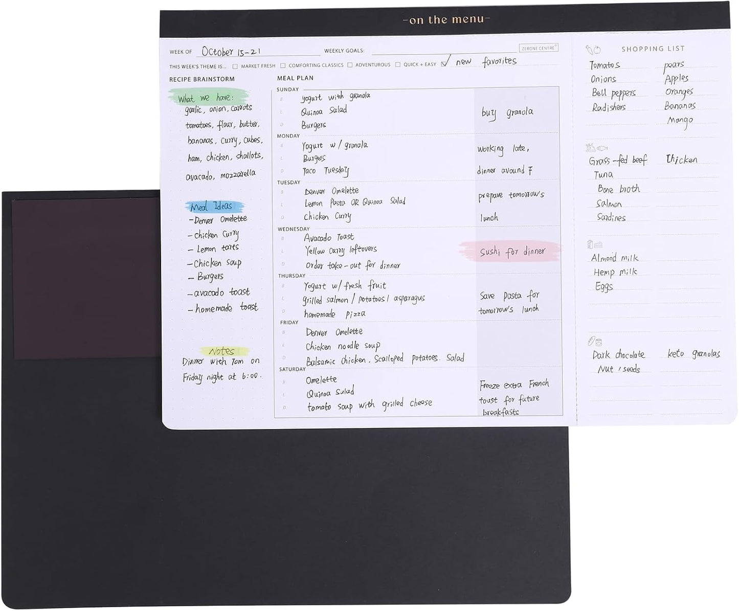 Weekly Meal Planner with Recipes and Grocery List Magnetic Notepad For Fridge - 8.5x11'' Menu Planning Pad With 54 Sheets Tear Off Shopping List For Family Dinner Menu and Meal Prep Planning