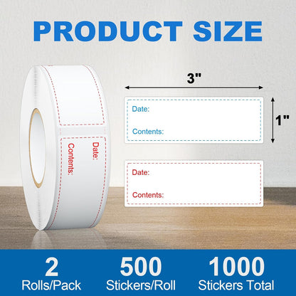 1000 Pcs Removable Freezer Labels for Food Containers 1 x 3, Risepekt Waterproof Food Storage Labels for Containers, Oil Resistant No-Residue Easy Clean for Kitchen Restaurants Grocery Stores Markets