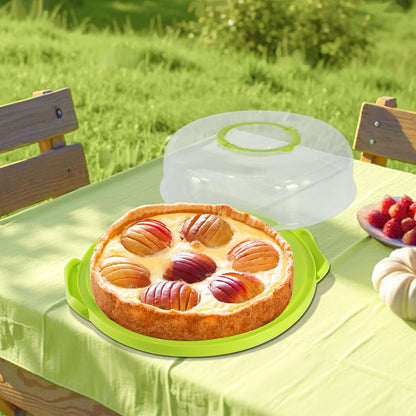 12inch Portable Pie Carrier with Lid and Cupcake Muffin Tart Cookie Keeper Food, for Wedding Party Baby Shower Party Christmas (Green)