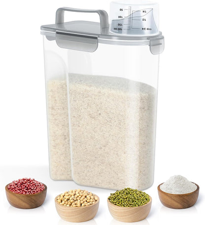 TBMax Rice Container 10 Lbs, Cereal Container Oatmeal Storage, Airtight Food Dispenser with Easy-pouring Spout & Handy Cup for Flour Grain Beans, Pet Dog Cat Bird Food Storage Container