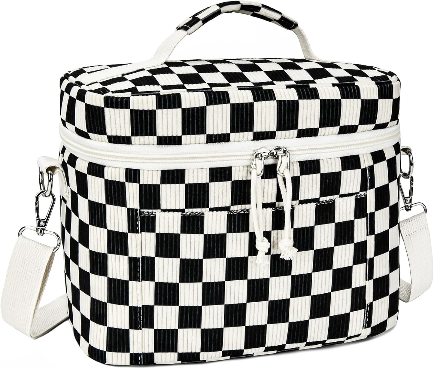 HowFly Lunch Bag Women Lunch Box for Women Cute Corduroy Insulated Lunch Bag Adult Large Cooler Lunch Tote Bags for Work Picnic Beach, Blue