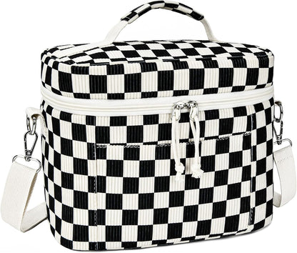 HowFly Lunch Bag Women Lunch Box for Women Cute Corduroy Insulated Lunch Bag Adult Large Cooler Lunch Tote Bags for Work Picnic Beach, Blue
