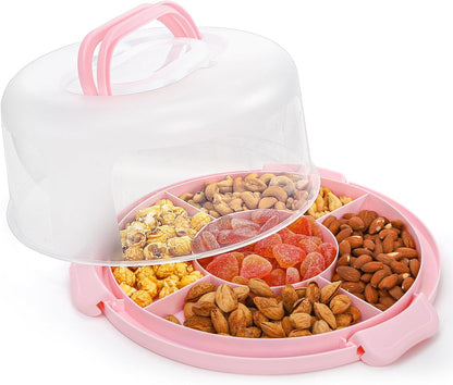 Coloch Cake Carrier with Lid and Handle, 3 in 1 Multipurpose Cupcake Holder for 10 In Cake, Portable Dessert Container for 11 Cupcake Plastic Devil Eggs Holder for Cupcake, Muffins, Eggs, Snack, Fruit