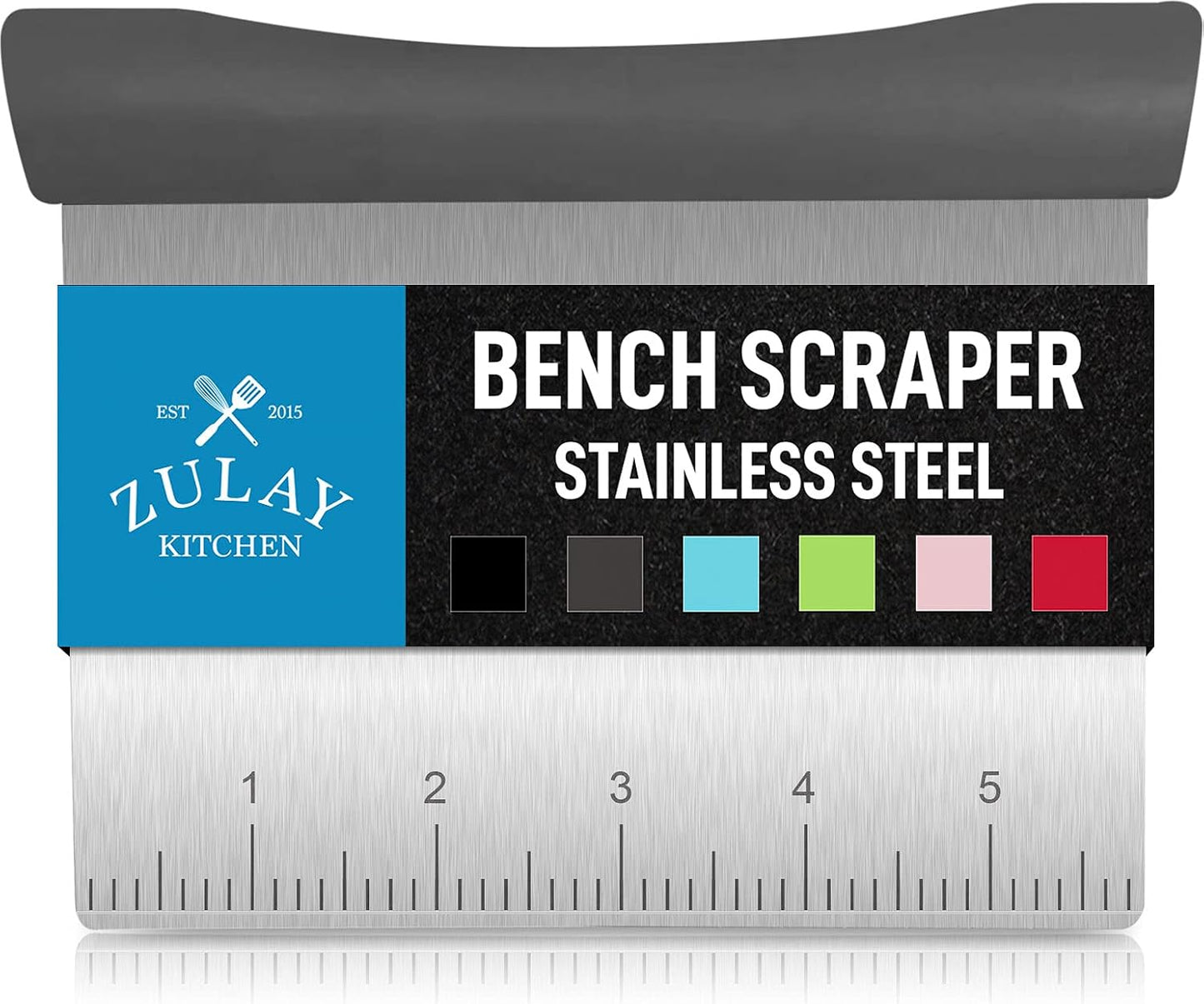 Zulay Premium Multi-purpose Stainless Steel Bench Scraper & Chopper, Easy to Read Etched Markings for Perfect Cuts, Quick & Easy Multi-use Dough Scraper, Dough Cutter & Pastry Scraper (Black)