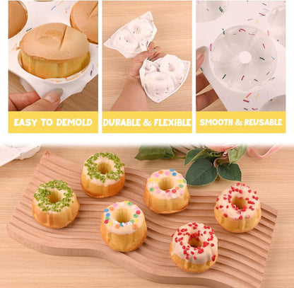 HUAKENER 2 Pcs Mini Fluted Cake Pan, 6-Cavity Fluted Cake Mold, Non-stick Silicone Baking Mold for Cupcakes, Donuts, Cornbread, Brownies, Jellies