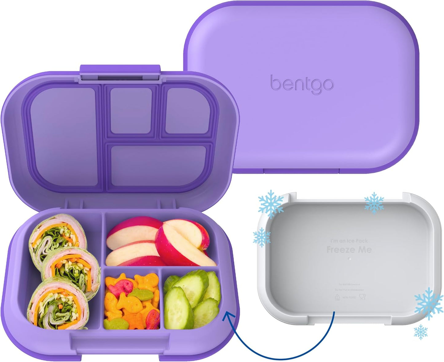 Bentgo Chill Kids Leak-Proof Lunch Box - 4-Compartment Bento Box with Built-In Ice Pack, 3.3 Cup Capacity, PFAS & BPA-Free, Microwave & Dishwasher Safe, Ideal Size for Ages 3 to 7 (Truly Teal)