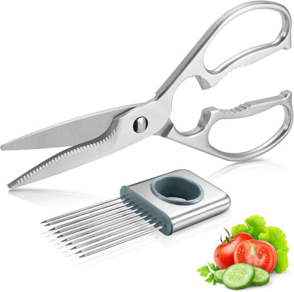 Come Apart Kitchen Shears by WELLSTAR, Multi-purpose Heavy Duty German Stainless Steel Food Scissors for Cutting Meat Poultry Chicken Vegetable, Durable One Piece Construction, Mirror Finish