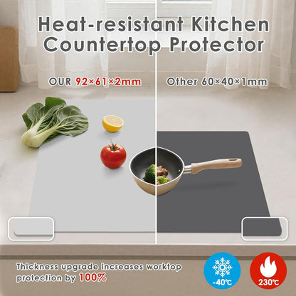 49.2" x 15.7" Large Silicone Mat for Kitchen Counter Protector, Cuttable Silicon Countertop Protector Mat Heat Resistant Mats for Countertop, Cut to Fit Placemat Ship Roll by Foepoge, Black