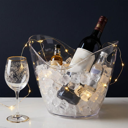 4 Pack Ice Bucket for Parties, 4L Acrylic Wine Buckets with 2 Scoops for Beverage/Wine/Beer/Cocktail, Portable Clear Beverage Tub for Parties, Mimosa Bar Supplies, Outdoor Events