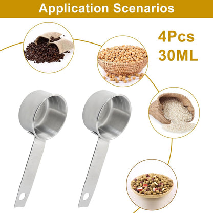 4 PCS 1/4 Cup Stainless Steel Pet Food & Measuring Scoop