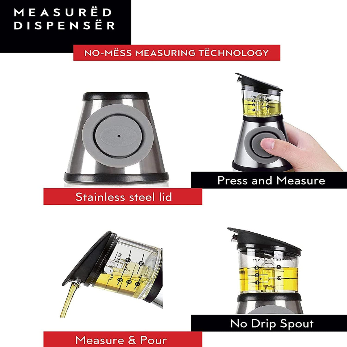 DWËLLZA KITCHEN Olive Oil Dispenser Bottle For Kitchen Set 6 oz Sprayer For Cooking and Glass 17 Oz. Cooking Pour Dispenser With Measurements for Cooking, Airfryer, Salad & BBQ
