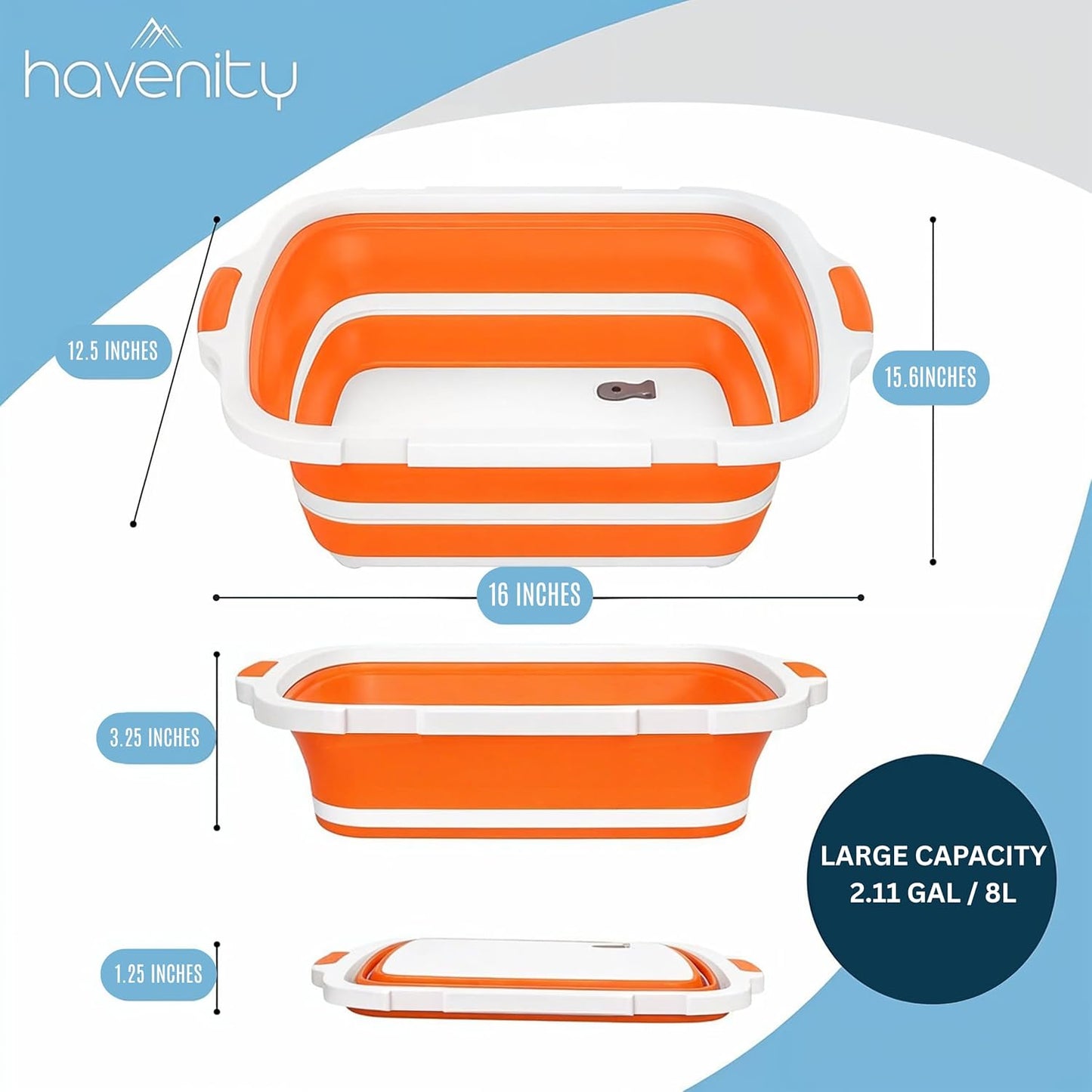 BBQ Prep Tub 8L - Multifunctional Collapsible Camping Cutting Board with Upgraded Locking lid, Meat Storage Container for Meal Prep, Dish Basin Bowl Perfect for Grilling Outdoor Cooking Large