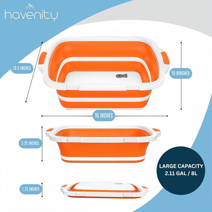 BBQ Prep Tub 8L - Multifunctional Collapsible Camping Cutting Board with Upgraded Locking lid, Meat Storage Container for Meal Prep, Dish Basin Bowl Perfect for Grilling Outdoor Cooking Large