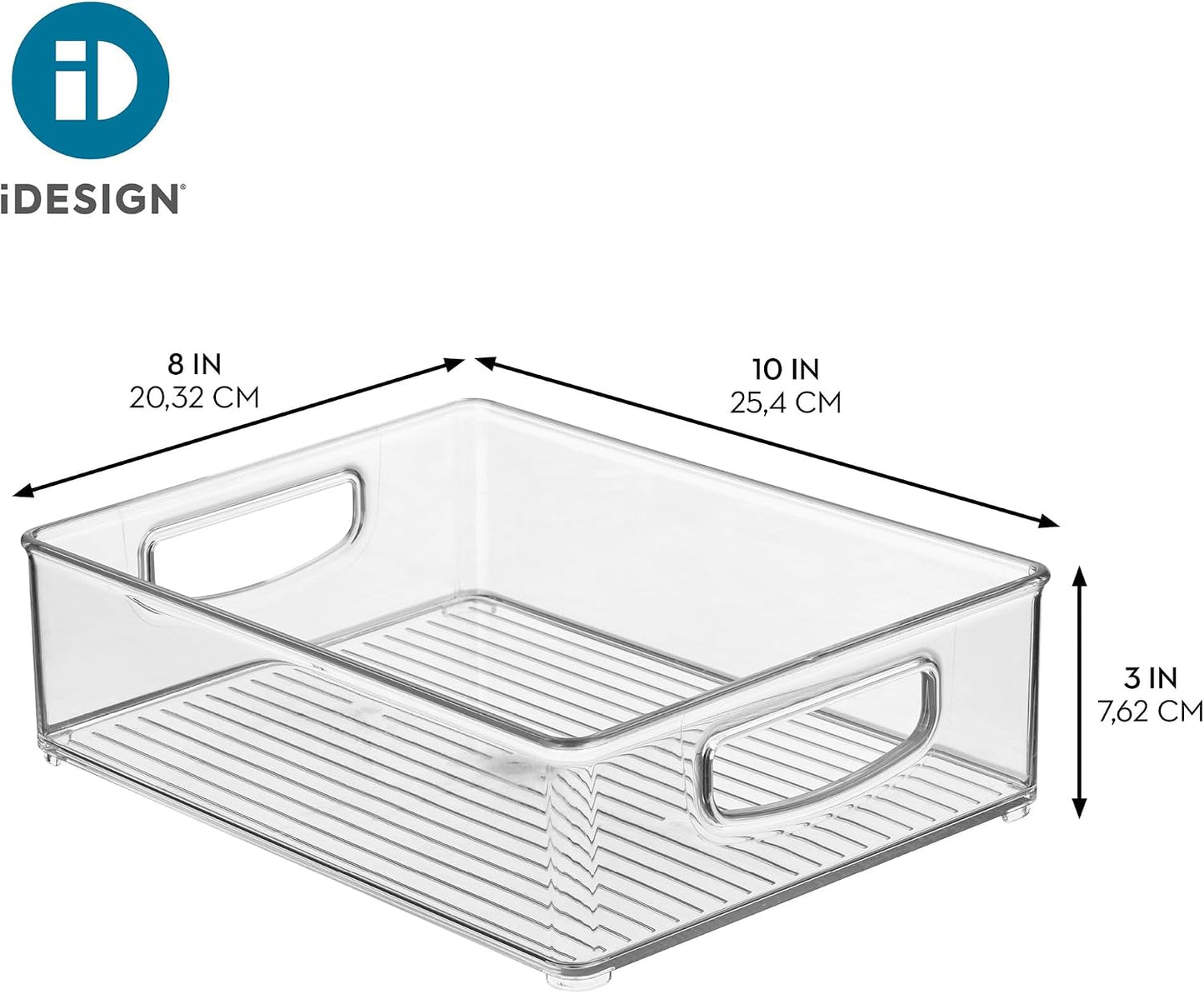 iDesign Stackable Pantry Bin, Clear | Kitchen Cabinets, Fridge or Freezer Storage, Made in USA