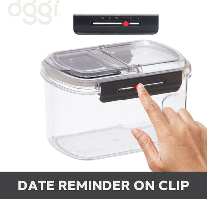 Oggi Easi Grip 23oz Moisture Proof Storage Container, Ultra Clear BPA-Free Sealable Canister, Flip Open Pouring Lid, Date Reminder Slider on Clip, Ideal Kitchen and Pantry Storage (23oz / 0.68lt)