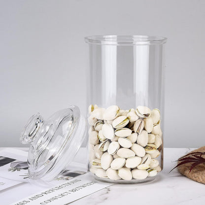 64 oz Reinforced Large Acrylic Canister with Locking Clamp, Airtight Flip Jar | Food Storage Container for Flour, Sugar, Coffee, Candy, Cookie etc