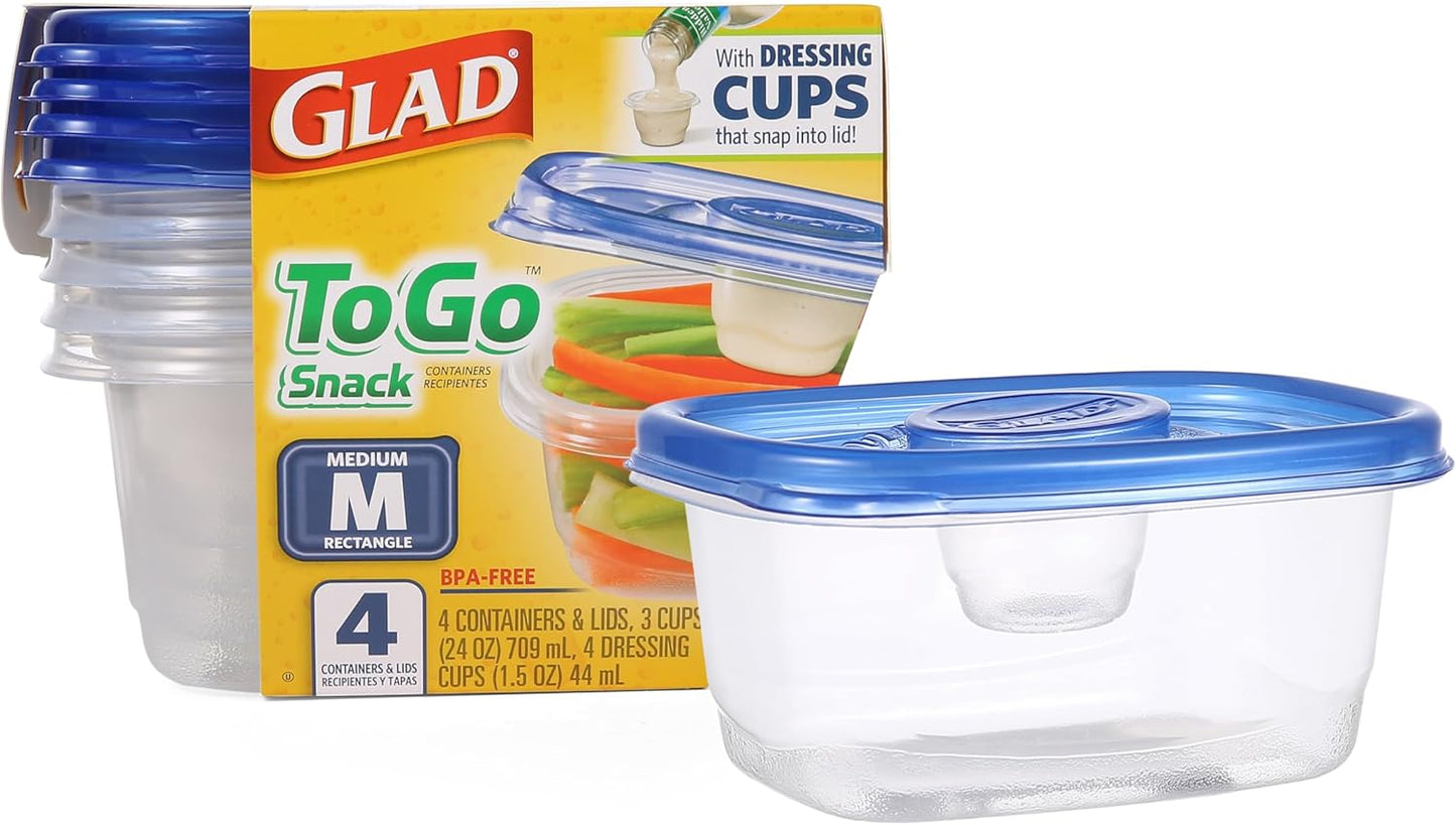 Glad GladWare Tall Entree Food Storage Containers with Lids, Large Square BPA Free Plastic for Meal Prep and Lunches, Lock Tight Seal, Microwave and Dishwasher Safe, 42 Oz, 3 Count