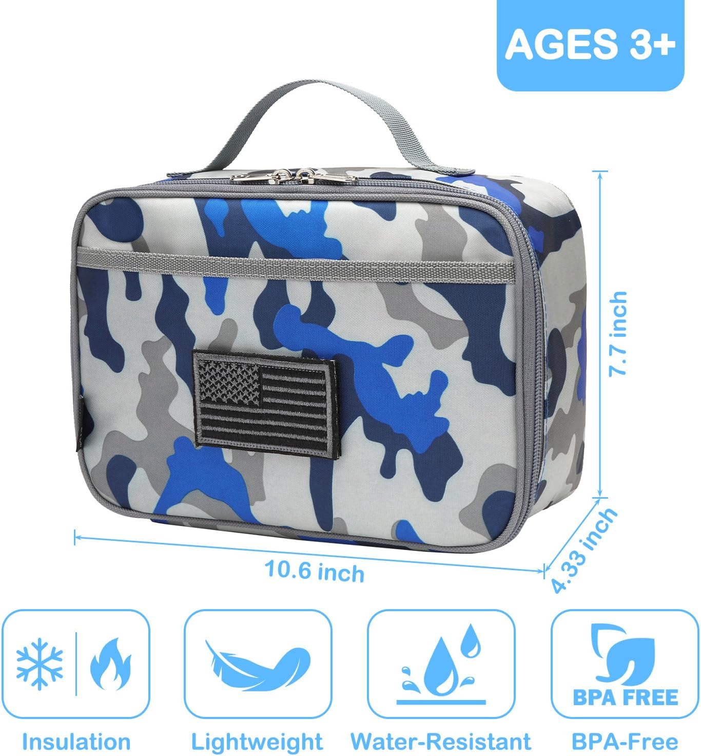 FlowFly Kids Lunch box Insulated Soft Bag Mini Cooler Back to School Thermal Meal Tote Kit for Girls, Boys, Astronaut - Colors A