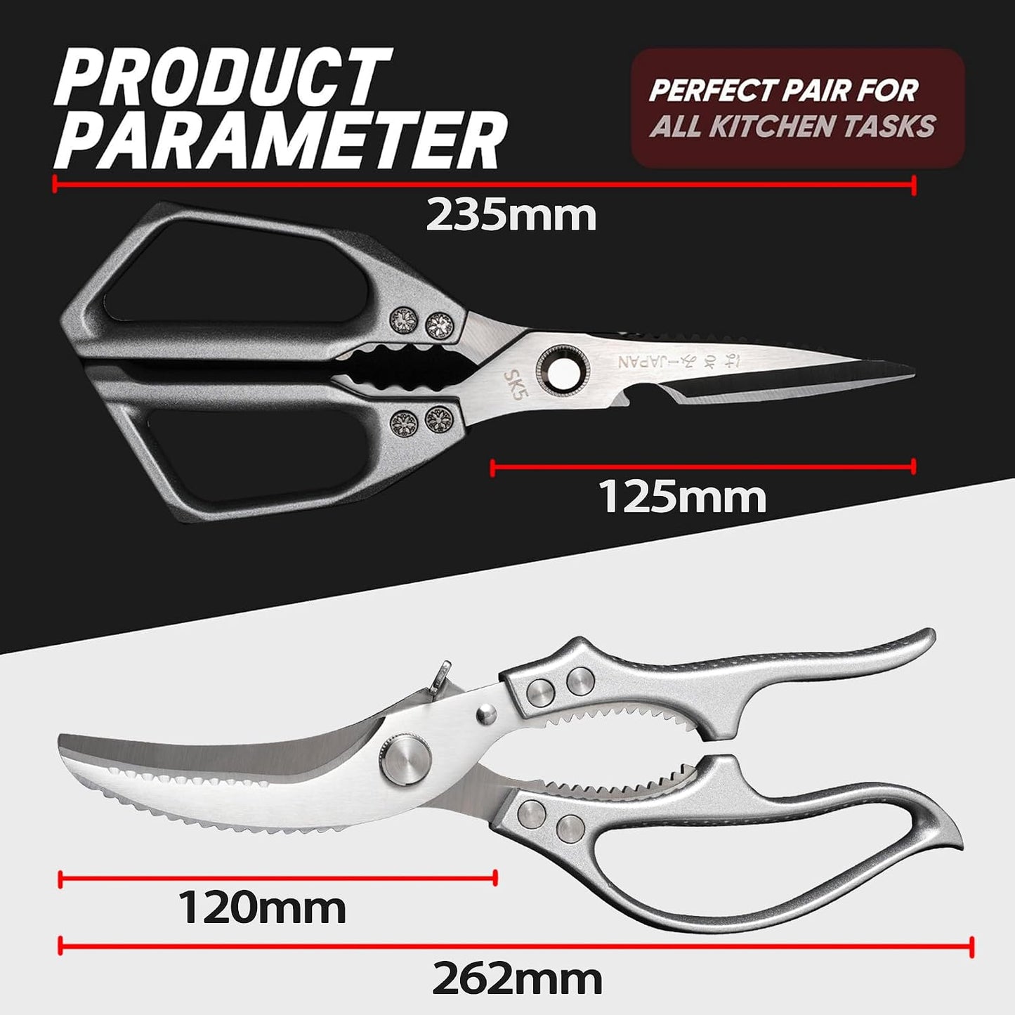 Kitchen Scissors 2-Pack, All-Purpose Heavy Duty Sharp Stainless Steel Shears, Dishwasher Safe Food Scissors for Chicken Bones, Poultry, Herbs & More, Kitchen Shears Set with Bottle Opener