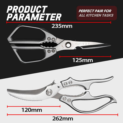 Kitchen Scissors 2-Pack, All-Purpose Heavy Duty Sharp Stainless Steel Shears, Dishwasher Safe Food Scissors for Chicken Bones, Poultry, Herbs & More, Kitchen Shears Set with Bottle Opener