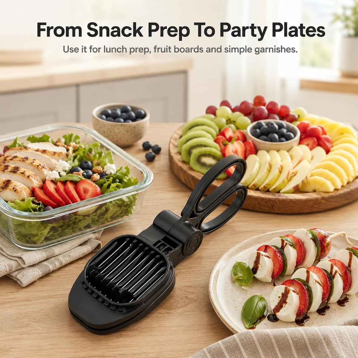 Multi-Purpose Fruit & Egg Slicer with Sharp Stainless Steel Blades