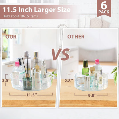 GUZON 4 Pack Lazy Susan Organizer for Cabinet, Upgraded 11.5" Clear Turntable Organizer with Handles and Raised Edge, Lazy Susan for Table Top, Pantry Organizers and Storage for Kitchen, Refrigerator