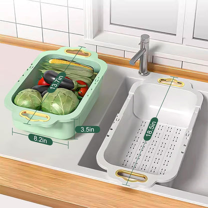 Over the Sink Colander and Extendable Colander Extendable for Kitchen -Strain, Drain, Rinse Fruits, Vegetables 8.26 inches Width (2pack)
