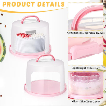 Baderke 10 Inch Round Cake Carrier with Lid and Handle - Two Sided Cake Holder & Box for Transport, Pie, Cupcake(White)