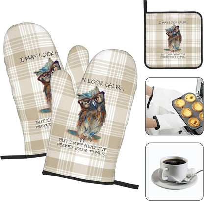 Boho Floral Oven Mitts and Pot Holders Sets of 3, Cute Baker Stuff