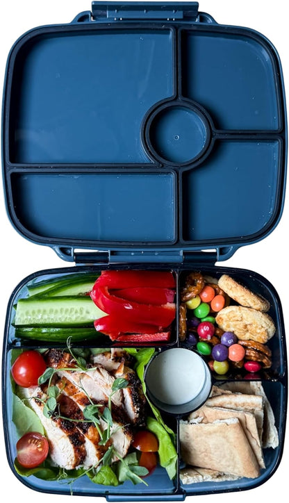 Yumbox Go Leakproof Bento Lunch Box, 5 Compartments, Charcoal Gray | Deep Portioned Tray | Removable Silicone Gasket | Lightweight Construction | Fits Most Lunch Bags | Easy-Clean Design